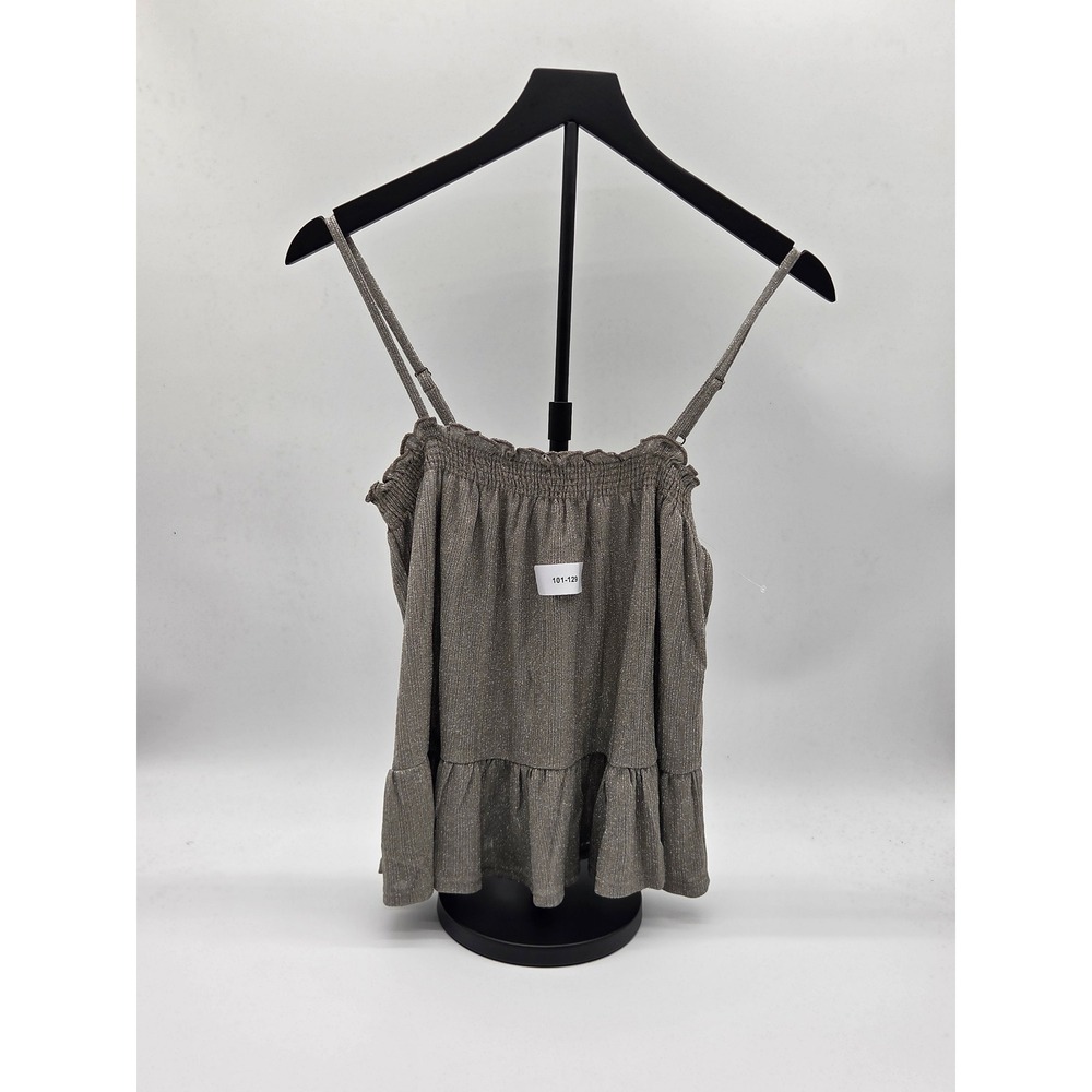 Amadi Metallic Shimmer Ruffle Cami Top Petite Small Adjustable Straps
